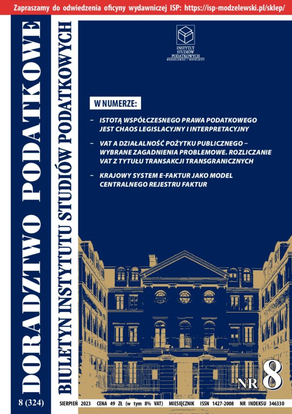 Wersja drukowana Biuletyn ISP Doradztwo Podatkowe 8/2023