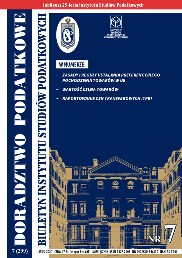 Wersja drukowana Biuletyn ISP Doradztwo Podatkowe 07/2021