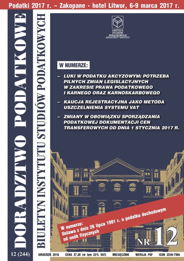 Wersja PDF BISP Doradztwo Podatkowe nr 12/2016